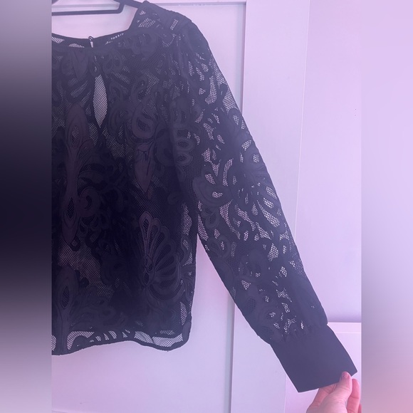 Torrid Black Mesh With Embroidery Long Sleeve Blouse - Picture 3 of 6